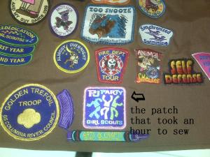 The patch that took an hour to sew on